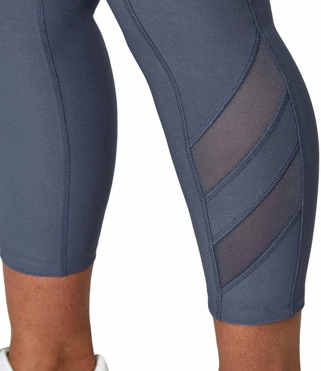 Mondetta Womens Midweight High Waisted Mesh Capri Legging