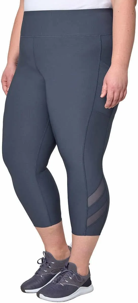 Mondetta Womens Midweight High Waisted Mesh Capri Legging
