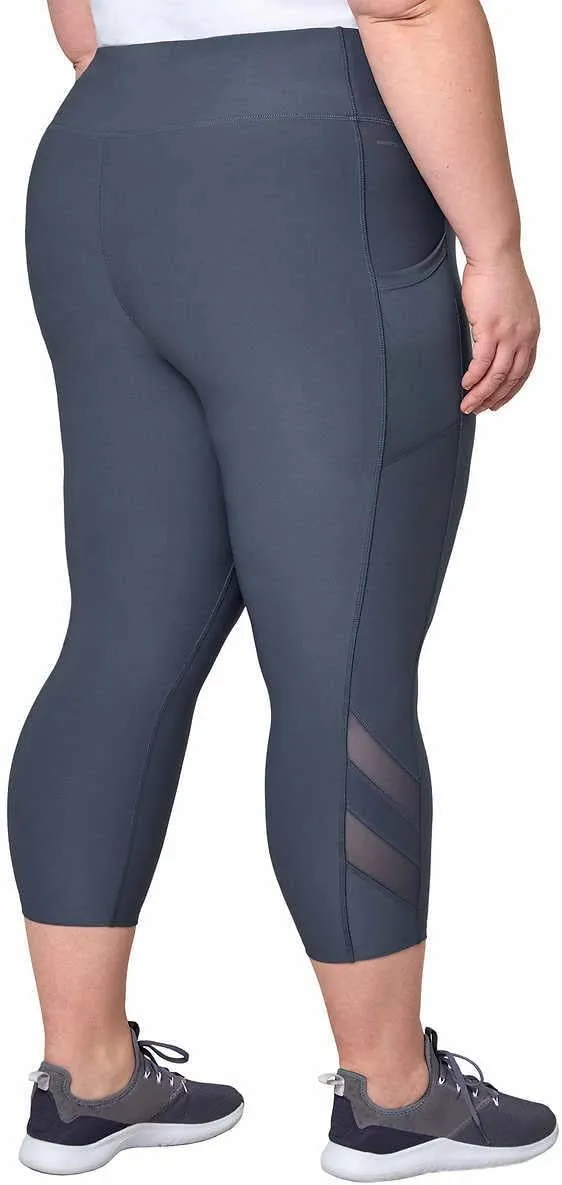 Mondetta Womens Midweight High Waisted Mesh Capri Legging