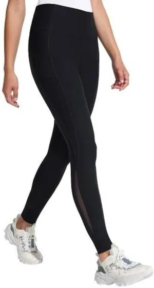 Mondetta Women's Moisture Wicking High Waist Active Legging Pant with Pockets and Mesh Detail (US, Alpha, Small, Regular, Regular, Black)