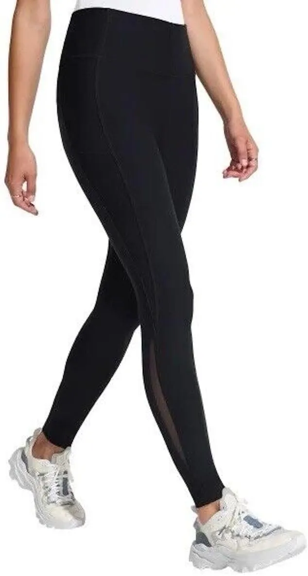 Mondetta Women's Moisture Wicking High Waist Active Legging Pant with Pockets and Mesh Detail (US, Alpha, Small, Regular, Regular, Black)