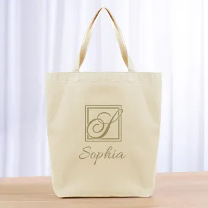 Monogram One Initial Tote Bag - khaki