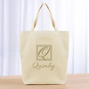 Monogram One Initial Tote Bag - khaki