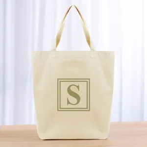 Monogram Roman Double Square Tote Bag - khaki