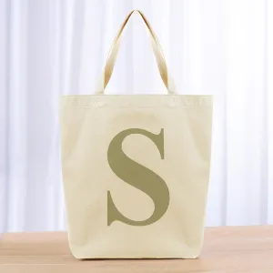 Monogram Roman Large Initial Tote Bag - khaki