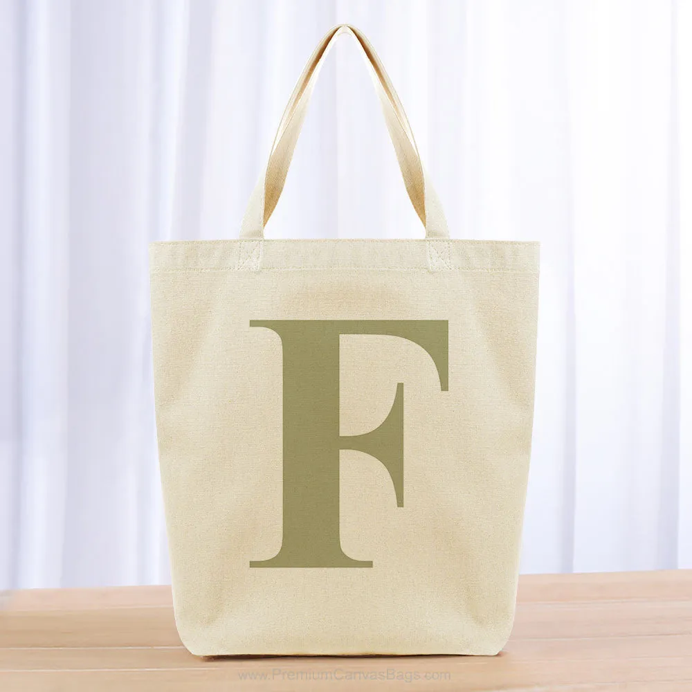 Monogram Roman Large Initial Tote Bag - khaki
