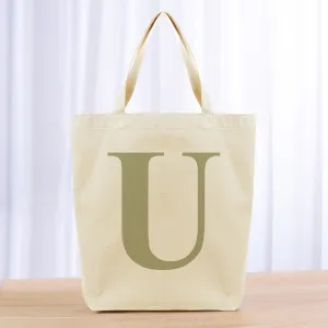 Monogram Roman Large Initial Tote Bag - khaki