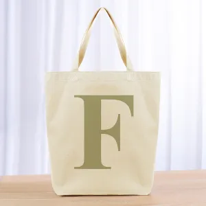 Monogram Roman Large Initial Tote Bag - khaki