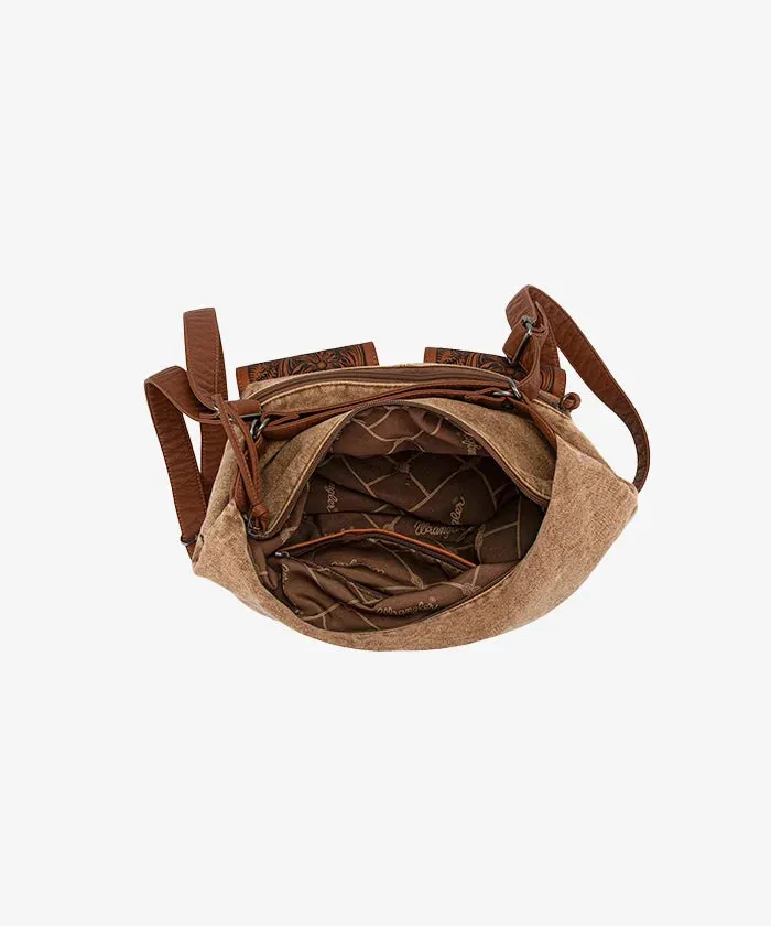 Montana West Wrangler Floral Tolled Denim Hobo Bag
