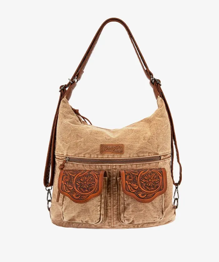 Montana West Wrangler Floral Tolled Denim Hobo Bag