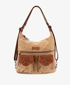 Montana West Wrangler Floral Tolled Denim Hobo Bag