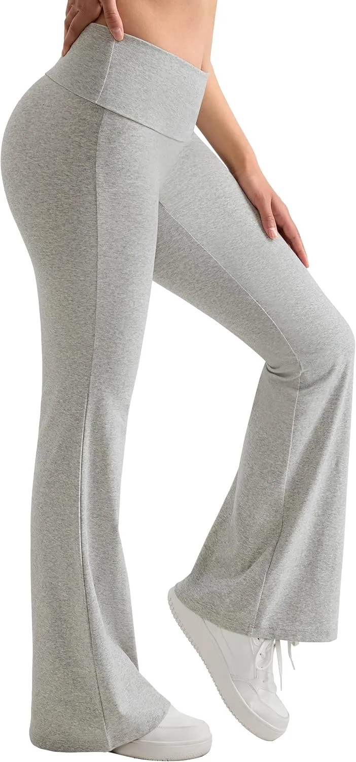 MOOSLOVER Women Flare Leggings Fold Over Bootcut Yoga Pants Casual Y2K Lounge Pants Comfy Cotton Leggings