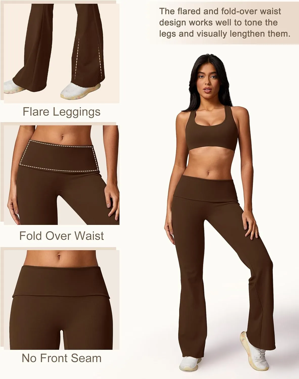 MOOSLOVER Women Flare Leggings Fold Over Bootcut Yoga Pants Casual Y2K Lounge Pants Comfy Cotton Leggings