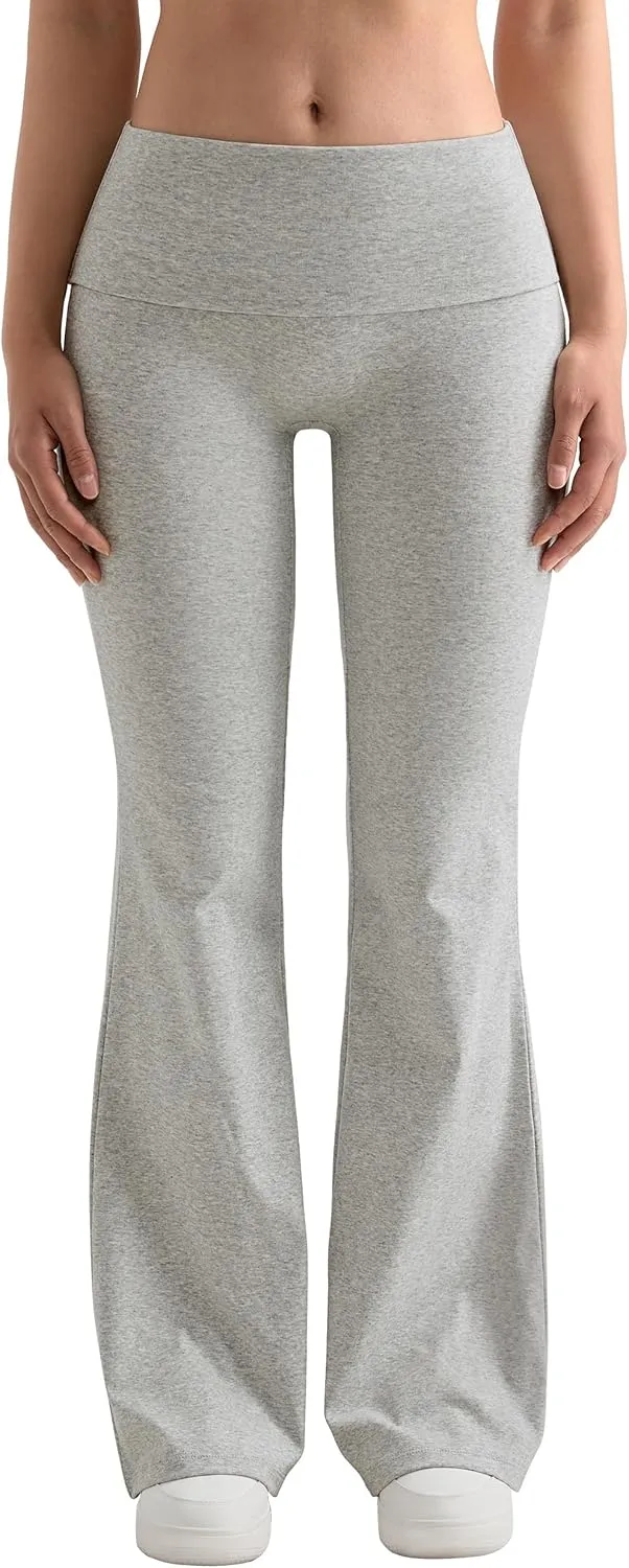 MOOSLOVER Women Flare Leggings Fold Over Bootcut Yoga Pants Casual Y2K Lounge Pants Comfy Cotton Leggings