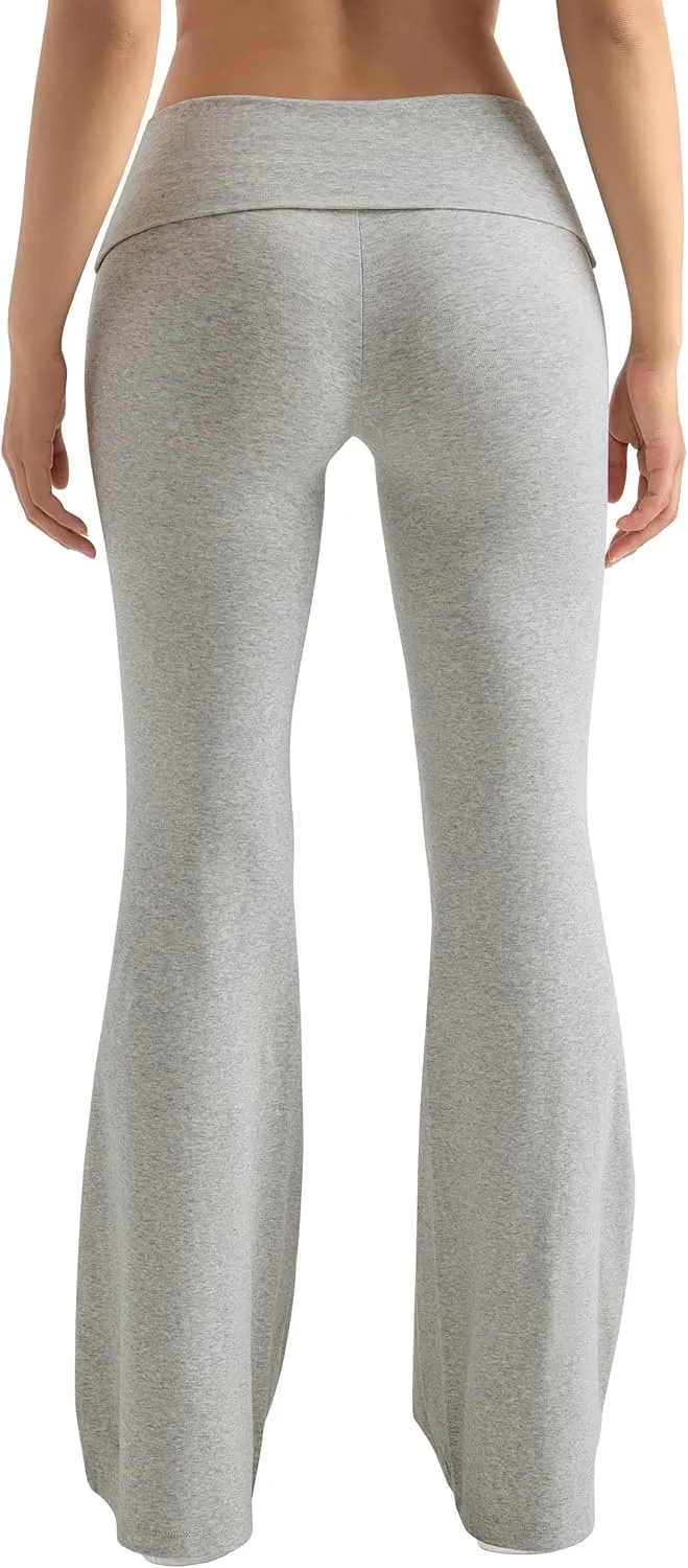 MOOSLOVER Women Flare Leggings Fold Over Bootcut Yoga Pants Casual Y2K Lounge Pants Comfy Cotton Leggings