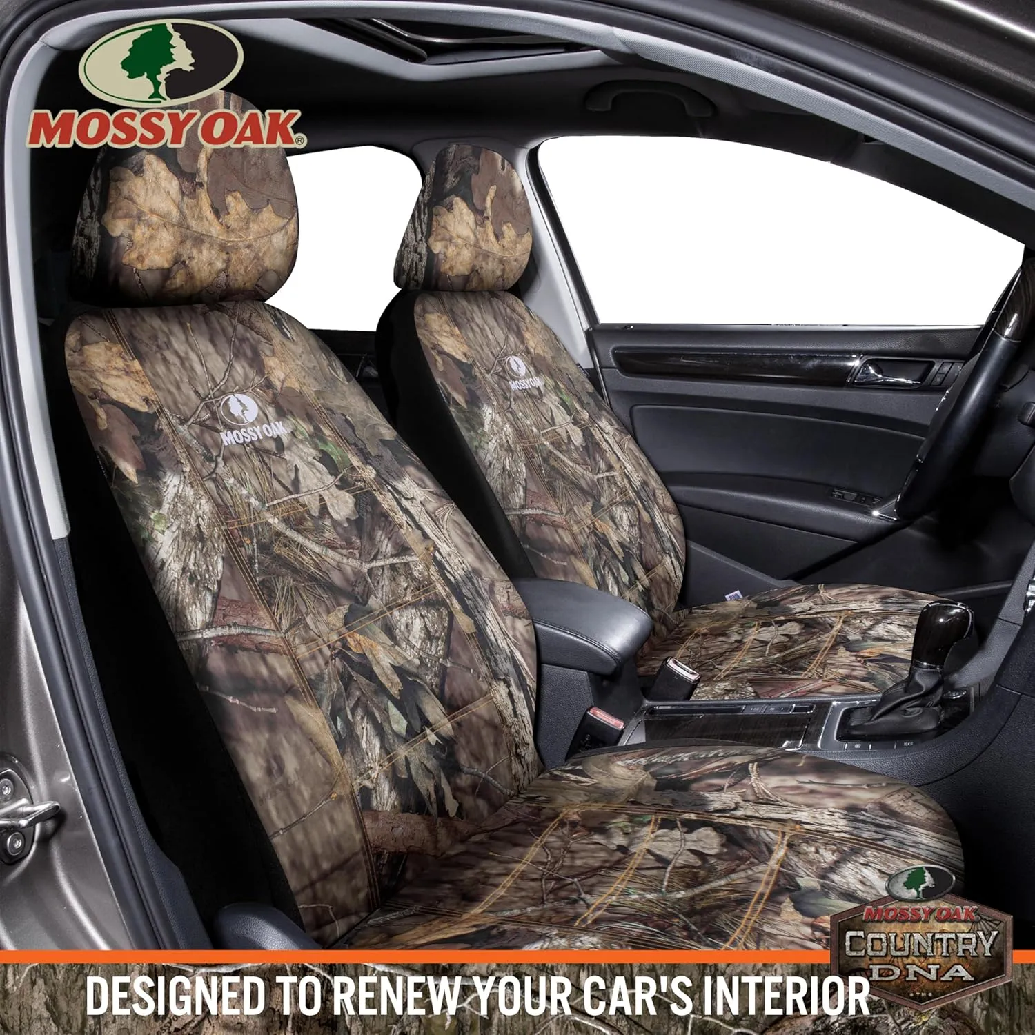 Mossy Oak Front Camo Seat Covers Low Back - Made with Premium Rip-Stop Oxford Fabric, Airbag Compatible, Universial Fit Most Bucket Seats - Official Licensed Product