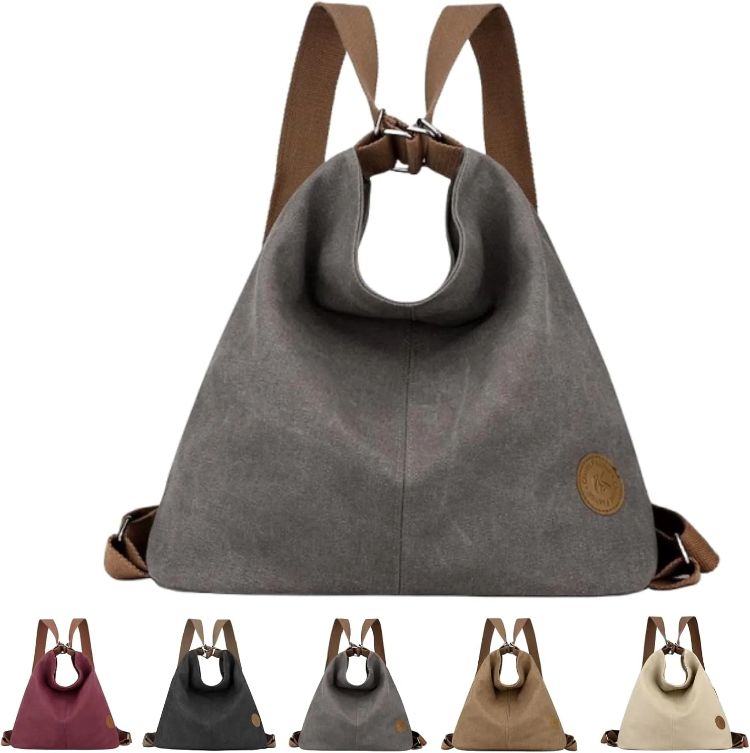 Multi Ways Convertible Canvas Shoulder Bag Tote Purse Backpack Crossbody Bags for Women Trendy Vintage Small Travel
