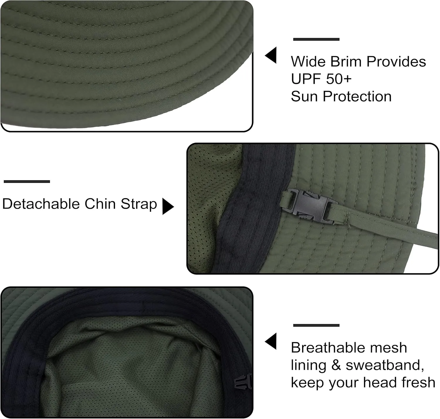 Muryobao Men Sun Hat Summer UPF 50  Boonie Bucket Hats Wide Brim Breathable Foldable Safari Fishing Cap