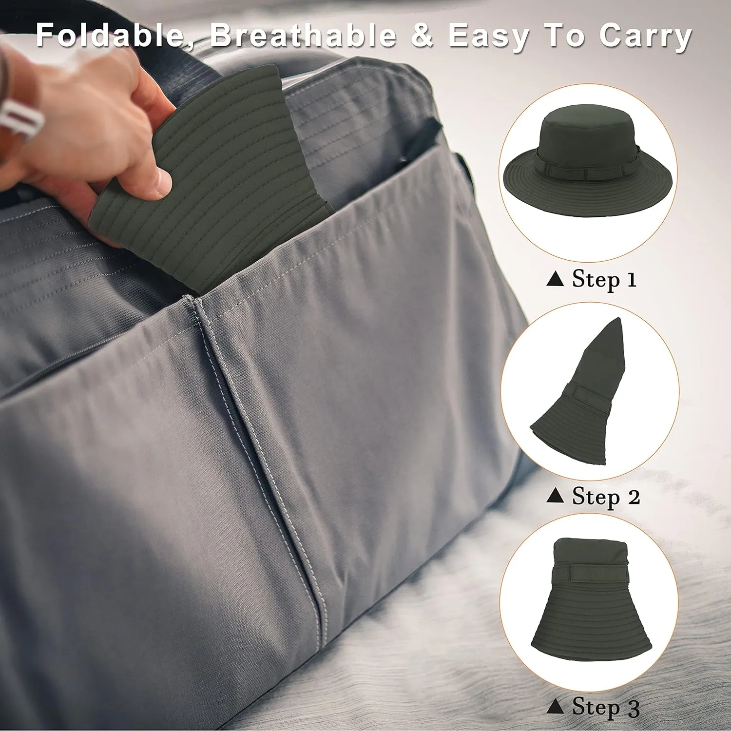 Muryobao Men Sun Hat Summer UPF 50  Boonie Bucket Hats Wide Brim Breathable Foldable Safari Fishing Cap