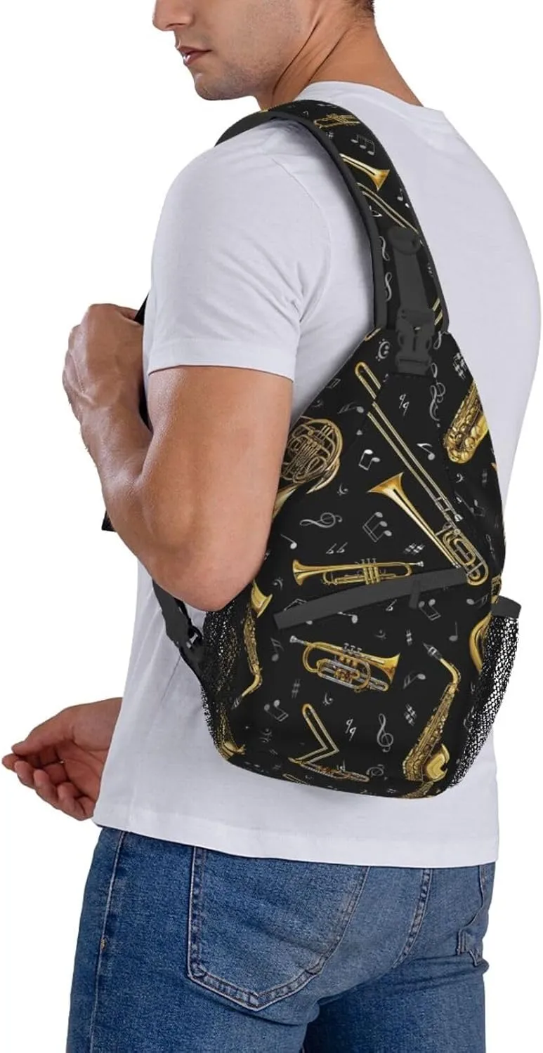 Musical Instruments Shoulder Bag Crossbody Backpack Chest Bag Lightweight Sling Daypackstravel Hiking Cycling For Men Women