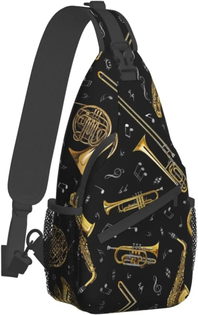 Musical Instruments Shoulder Bag Crossbody Backpack Chest Bag Lightweight Sling Daypackstravel Hiking Cycling For Men Women