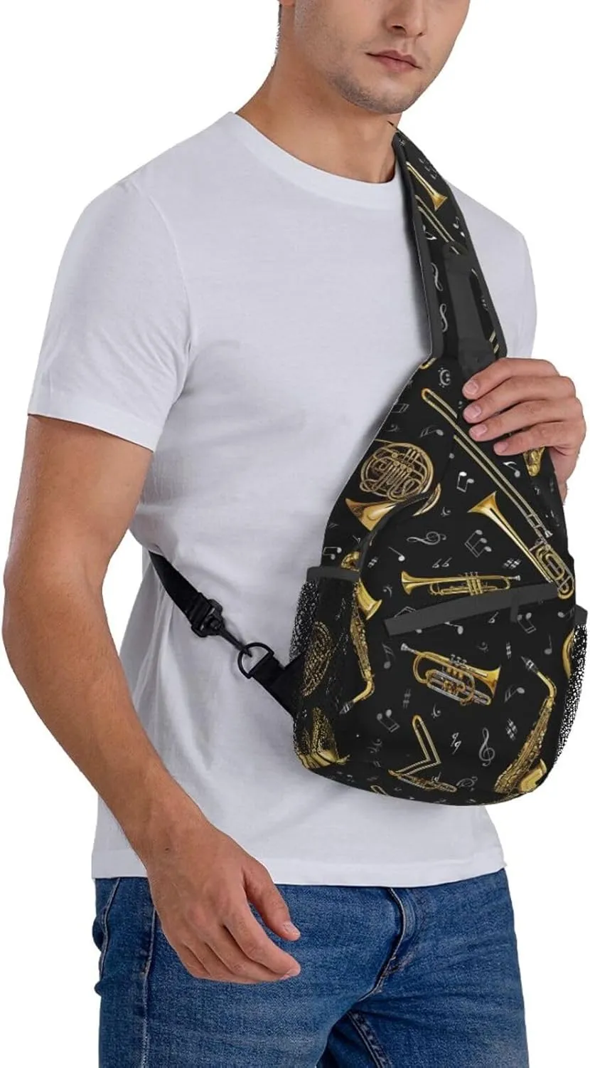 Musical Instruments Shoulder Bag Crossbody Backpack Chest Bag Lightweight Sling Daypackstravel Hiking Cycling For Men Women