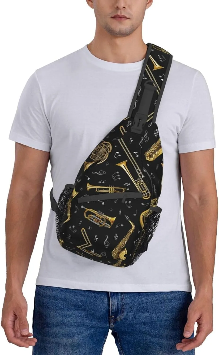 Musical Instruments Shoulder Bag Crossbody Backpack Chest Bag Lightweight Sling Daypackstravel Hiking Cycling For Men Women