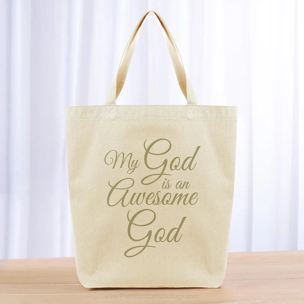 My God is an Awesome God Tote Bag - khaki