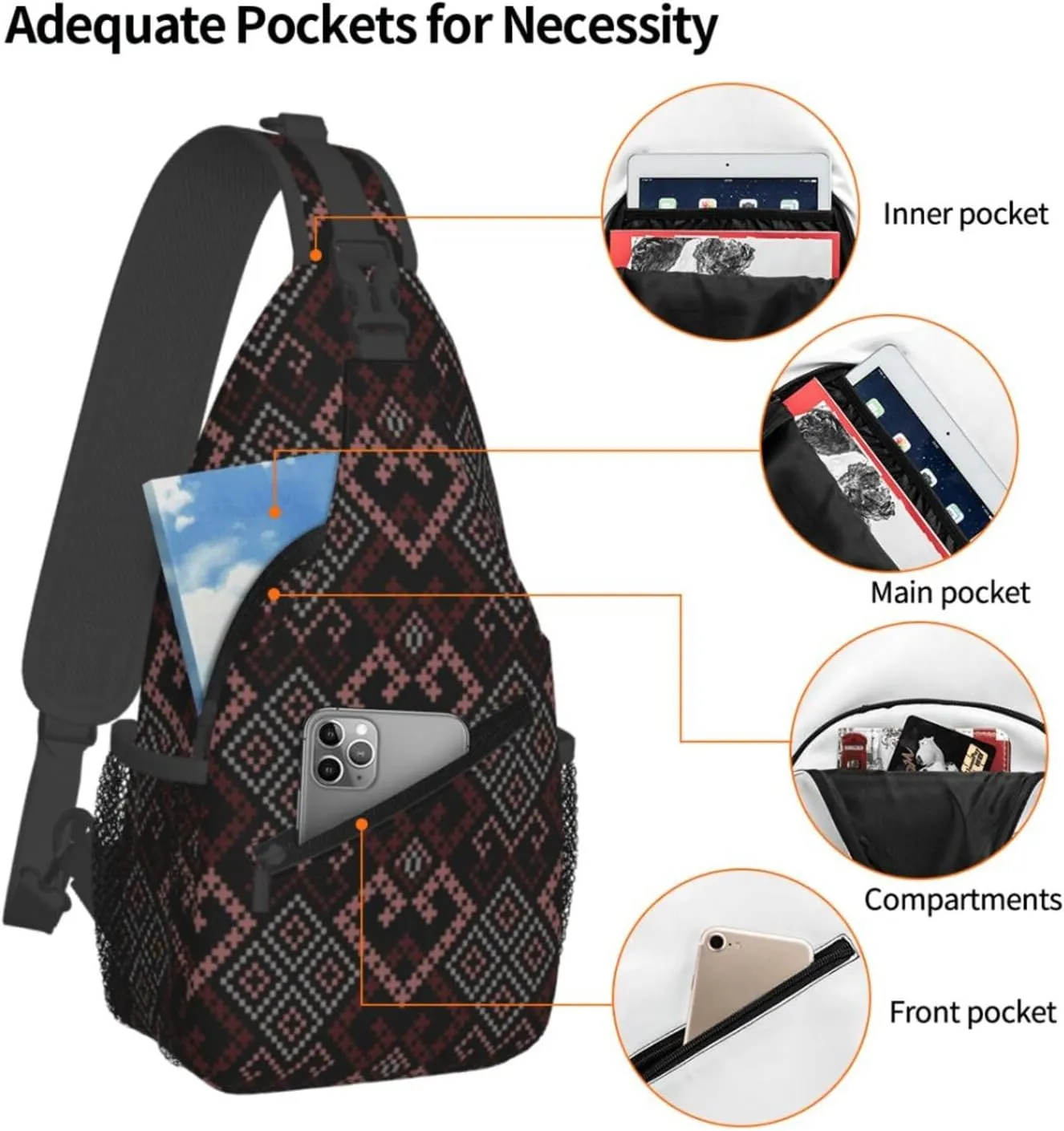 Native American Indian Tribes Crossbody Bag Fitness Sports Travel Hiking Backpack National Culture Chest Bag Shoulder Bag for Women and Men