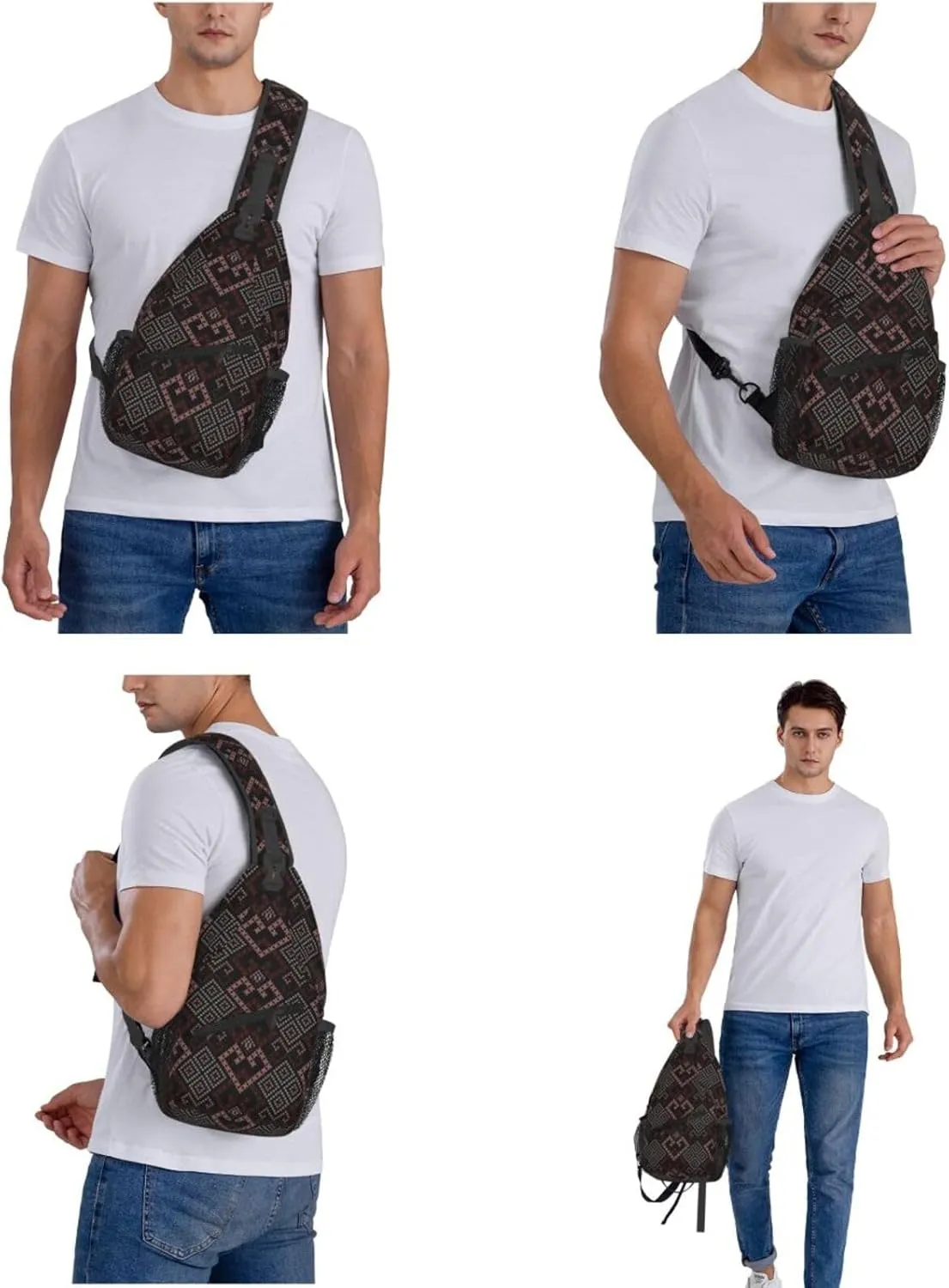 Native American Indian Tribes Crossbody Bag Fitness Sports Travel Hiking Backpack National Culture Chest Bag Shoulder Bag for Women and Men