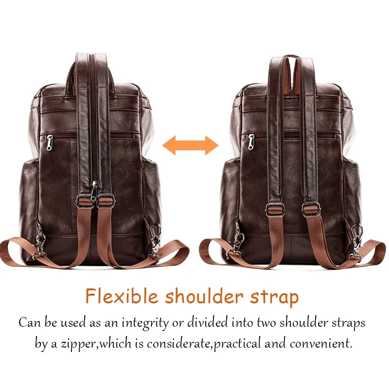 Natural Black Cowhide Crossbody Bags Unisex Backpack