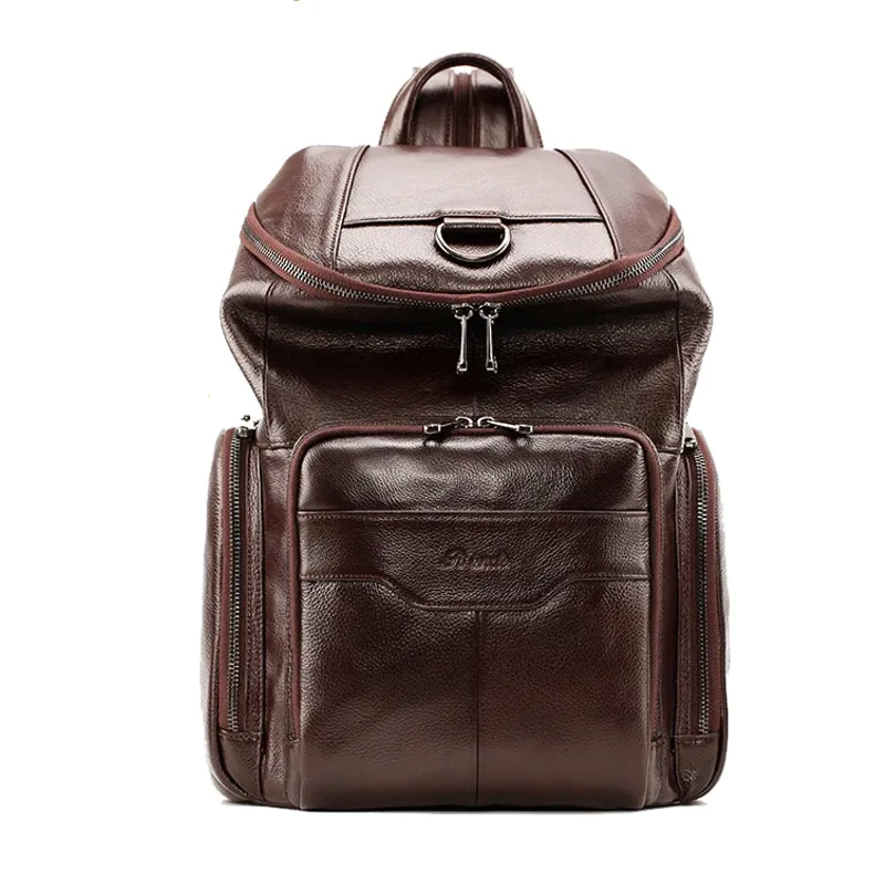 Natural Black Cowhide Crossbody Bags Unisex Backpack
