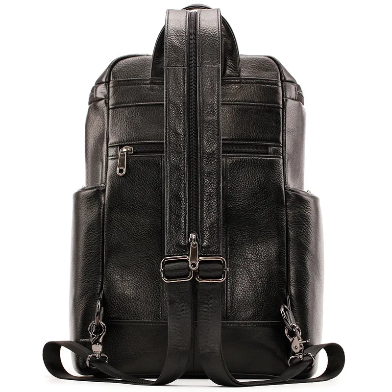 Natural Black Cowhide Crossbody Bags Unisex Backpack