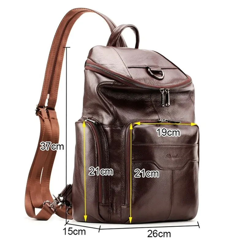 Natural Black Cowhide Crossbody Bags Unisex Backpack