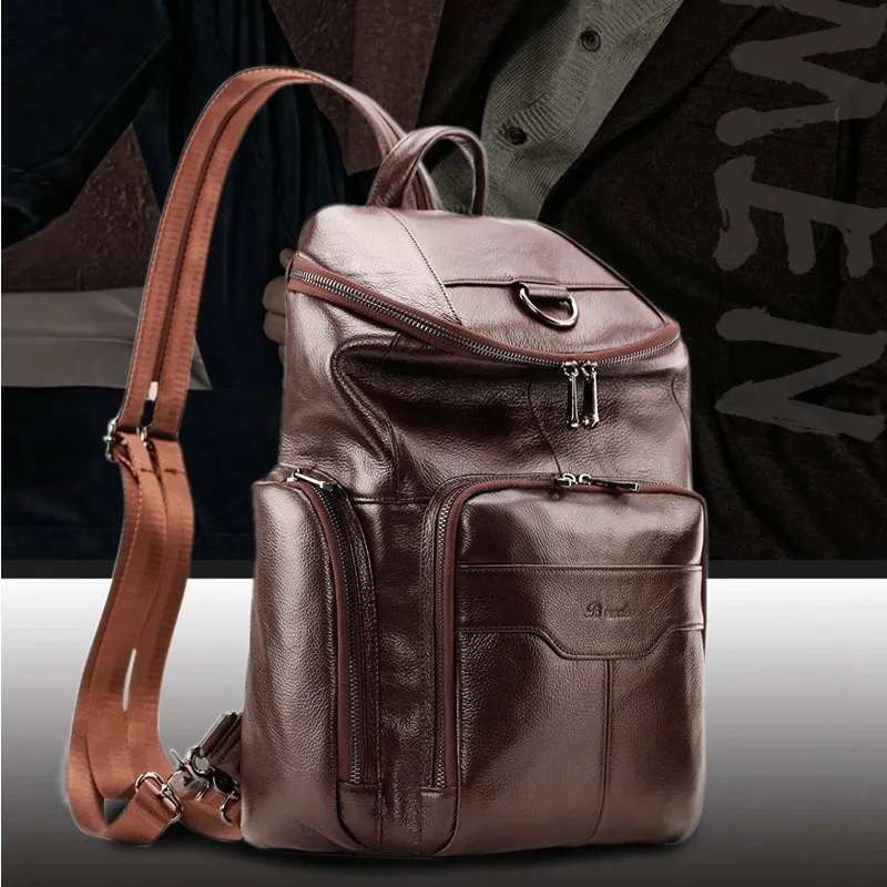 Natural Black Cowhide Crossbody Bags Unisex Backpack