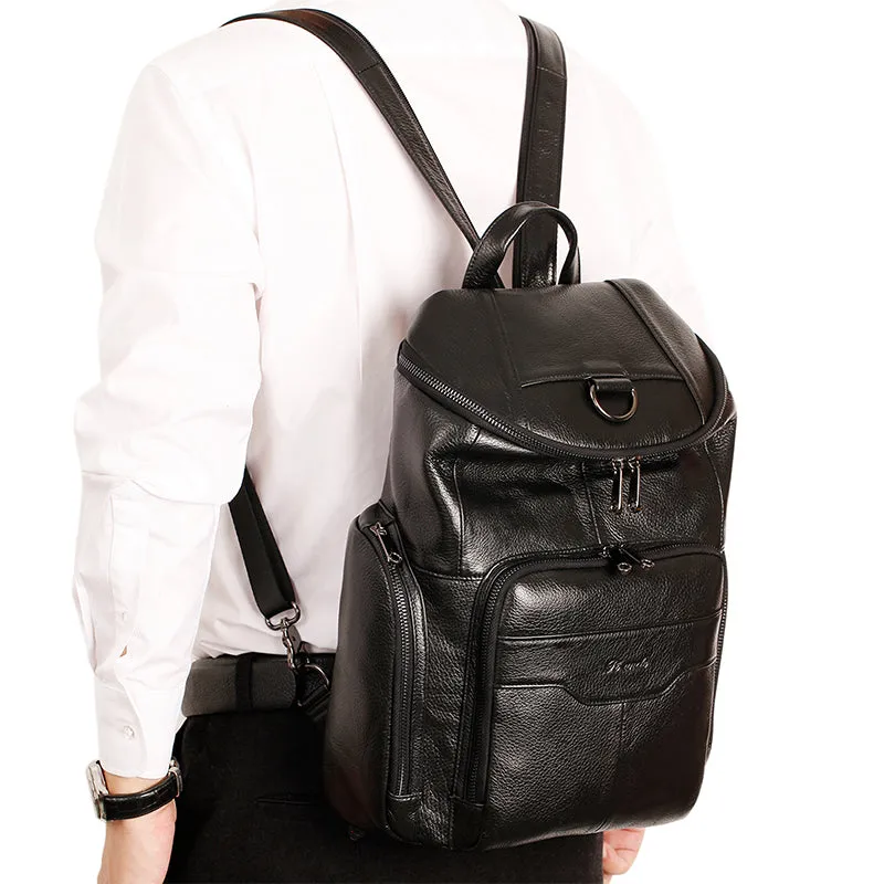 Natural Black Cowhide Crossbody Bags Unisex Backpack