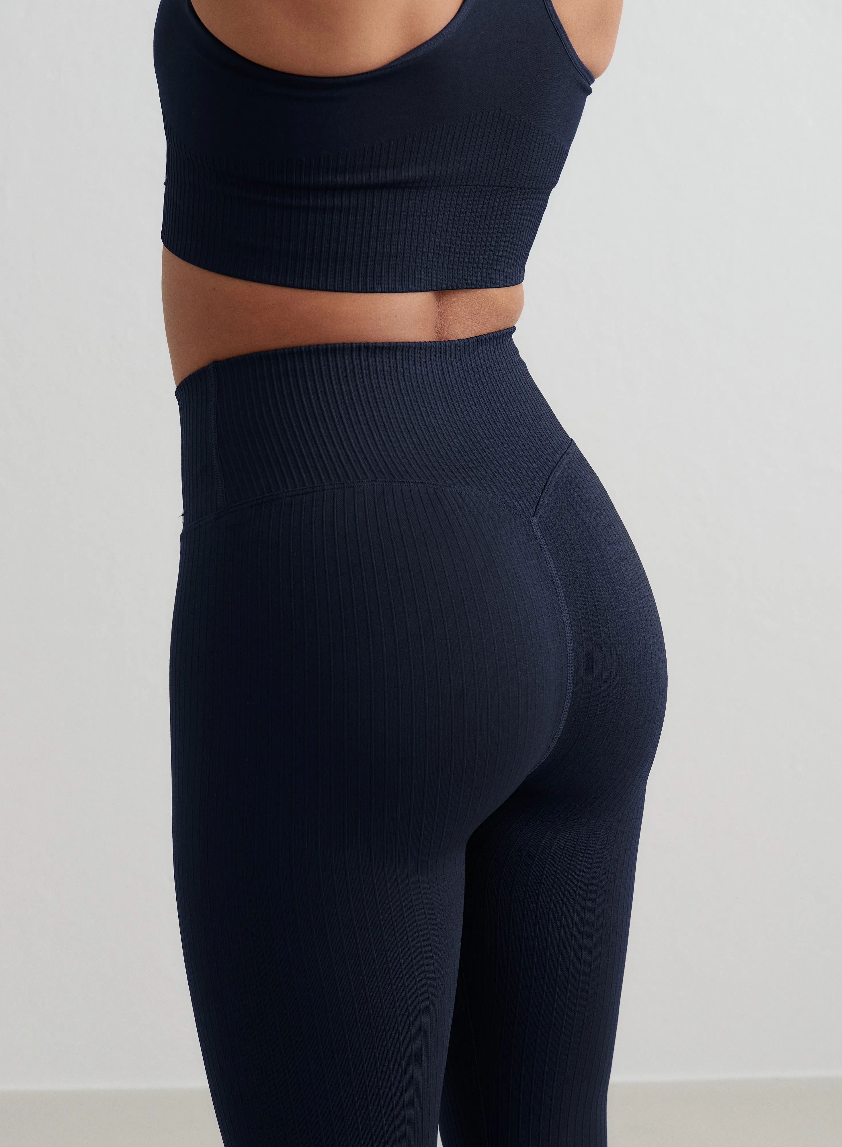 Navy Ribbed Seamless Petite Tights