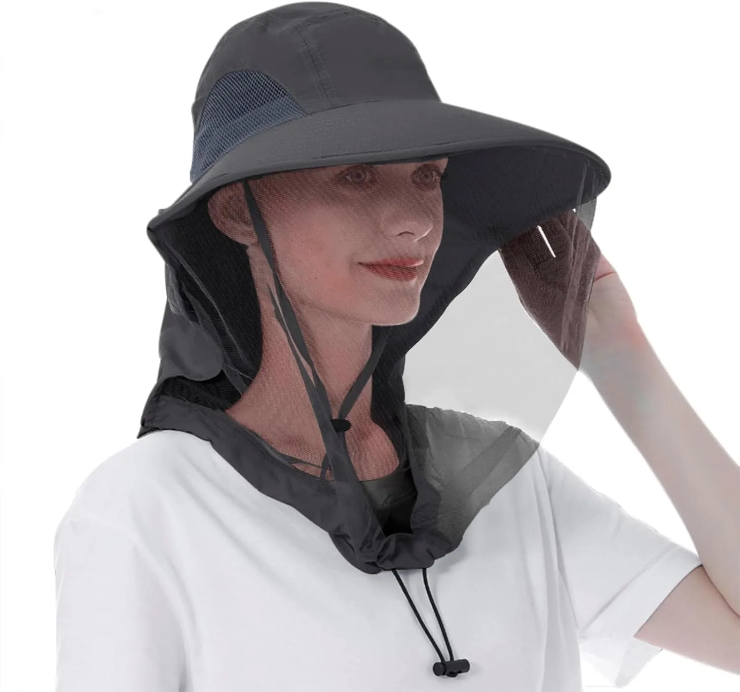 Net Veil Bucket Hat Mosquito Head Net Safari Hat Mesh Sun Protection Fishing Beekeeping Gnat Bug Cap