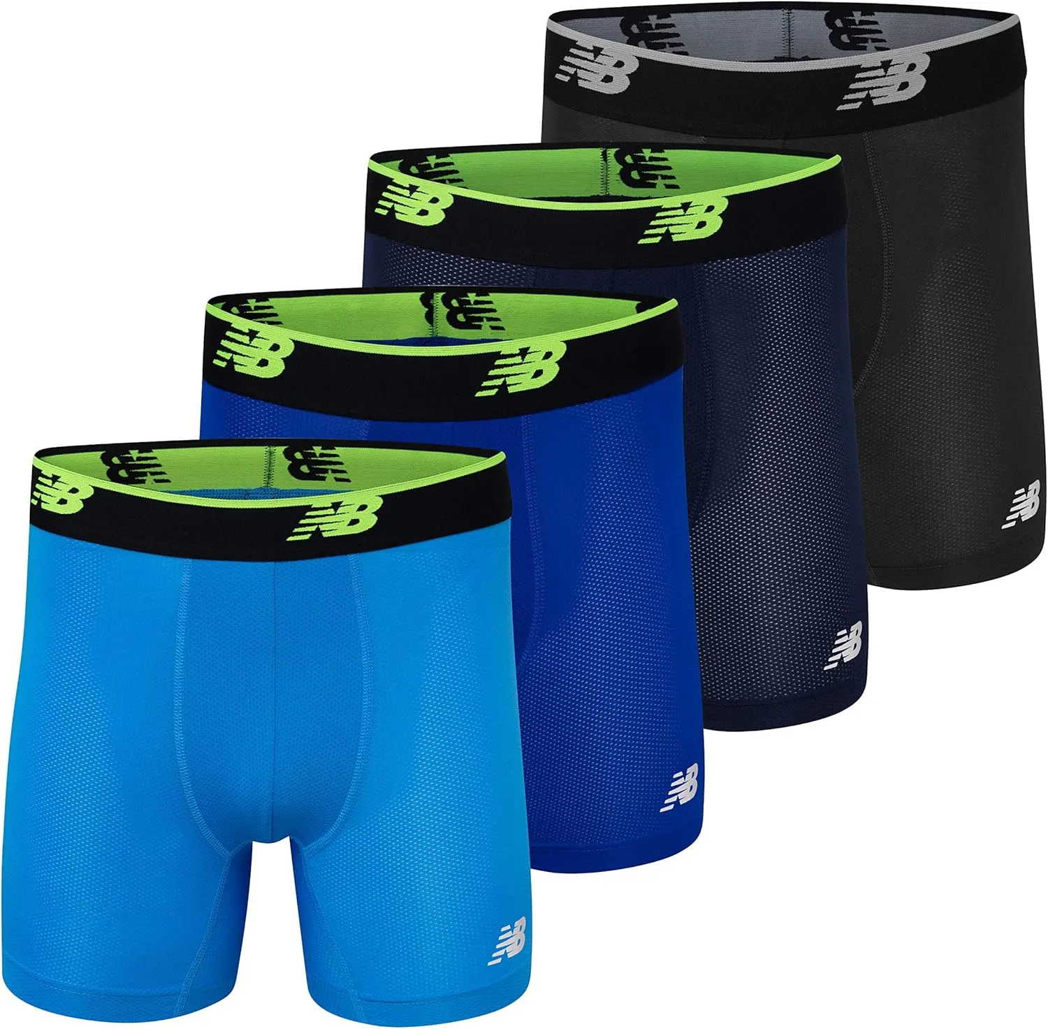New Balance Men's No Fly Boxer Brief Underwear with Jacquard Waistband, Breathable Lightweight, Moisture Wicking (3 Pack)