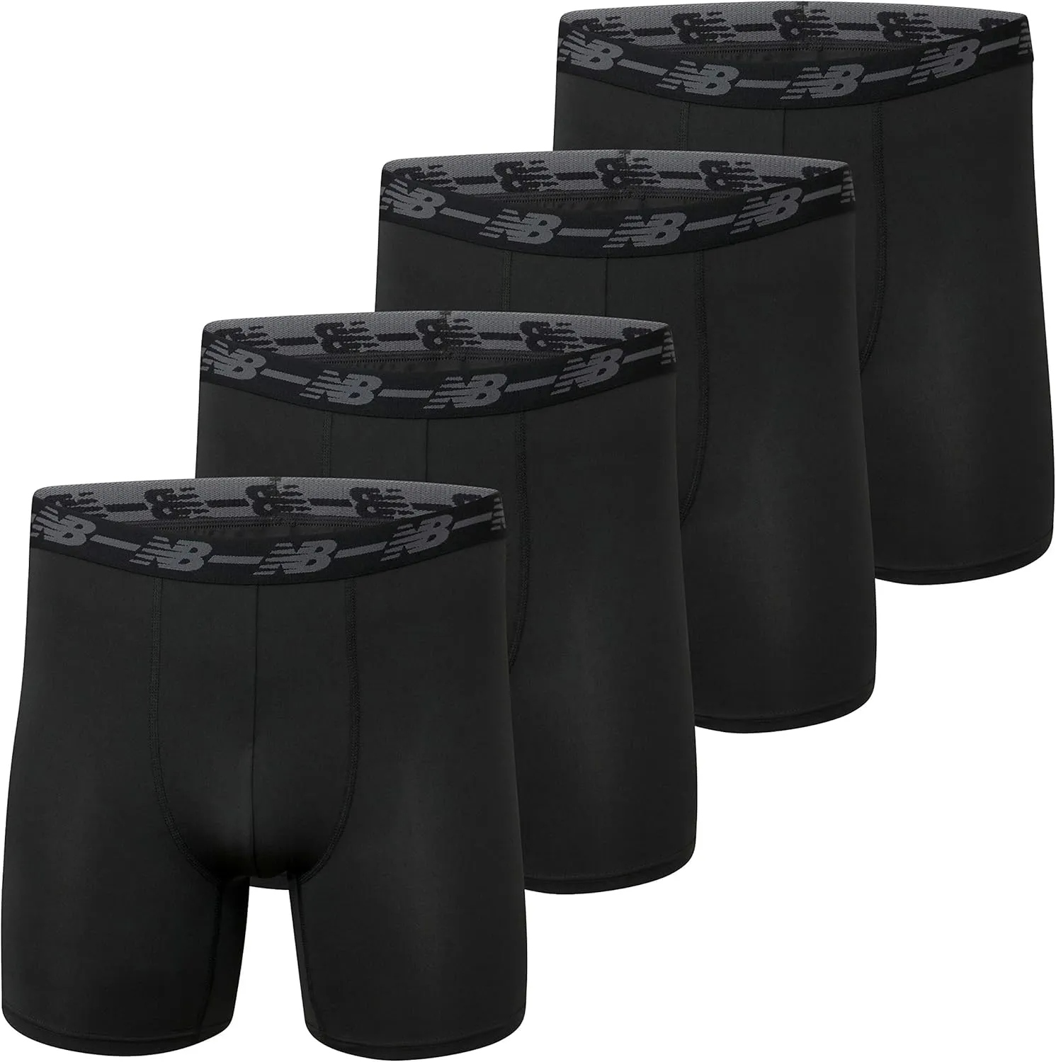 New Balance Men's No Fly Boxer Brief Underwear with Jacquard Waistband, Breathable Lightweight, Moisture Wicking (3 Pack)