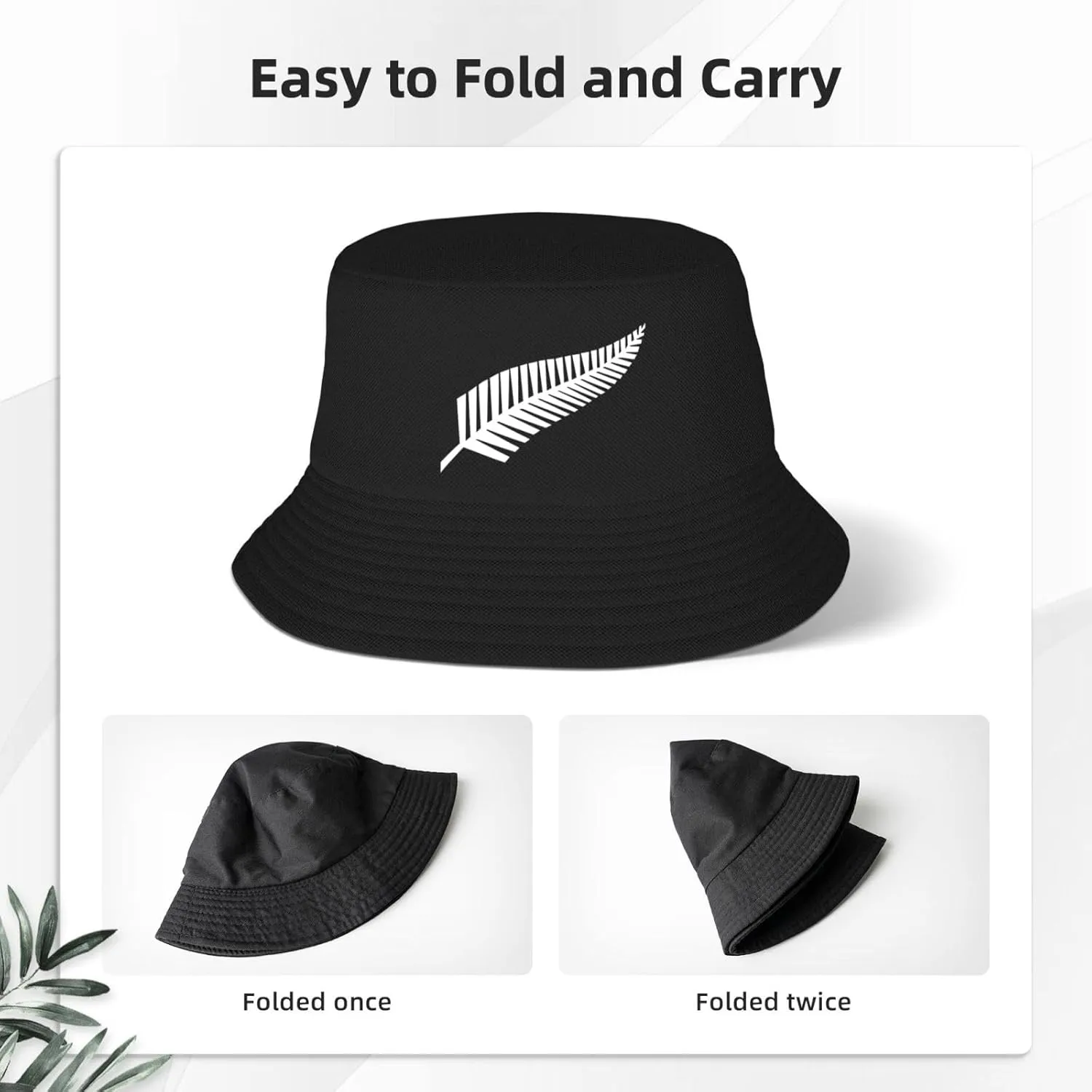 New Zealand Maori Fern Bucket HatUnisex Packable Outdoor Fashio Sunshade Fisherman Hat