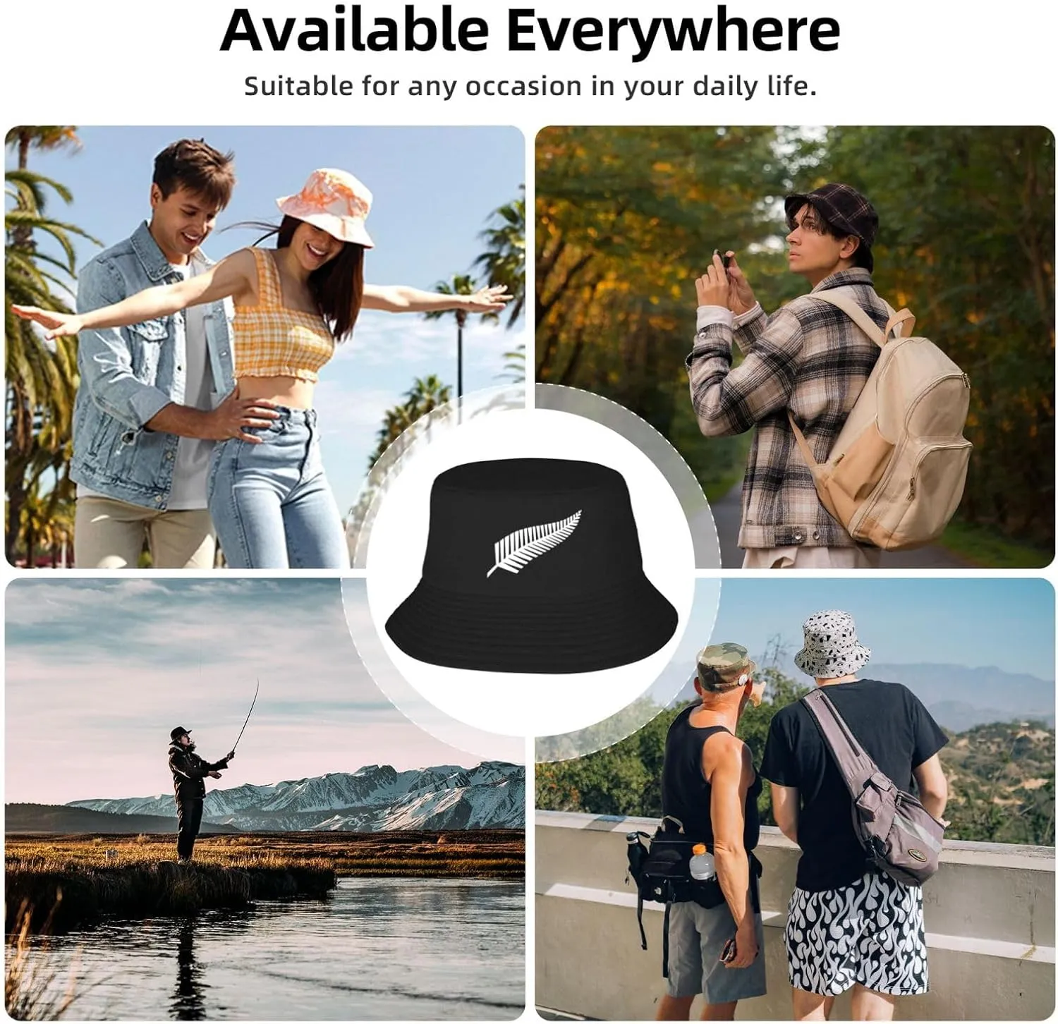 New Zealand Maori Fern Bucket HatUnisex Packable Outdoor Fashio Sunshade Fisherman Hat