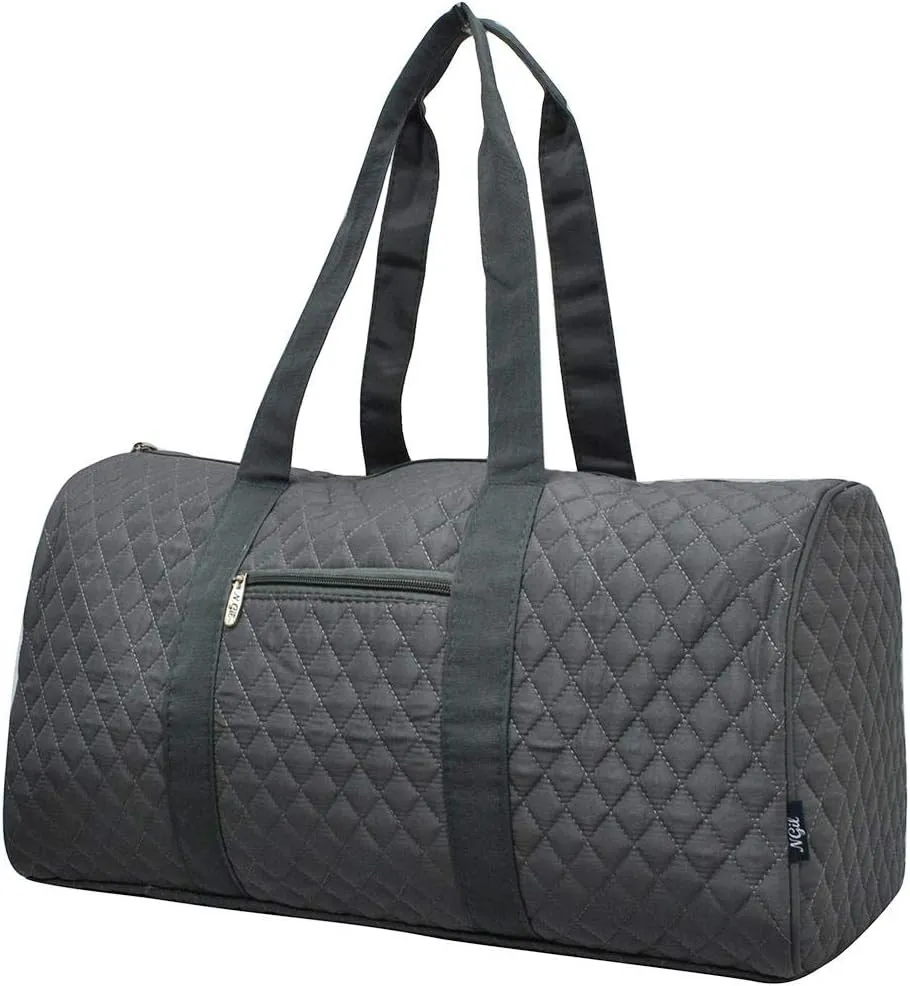 NGIL Quilted Weekend Travel Overnight 20" Large Duffle Bag 2018 Spring Collection (Solid Grey)