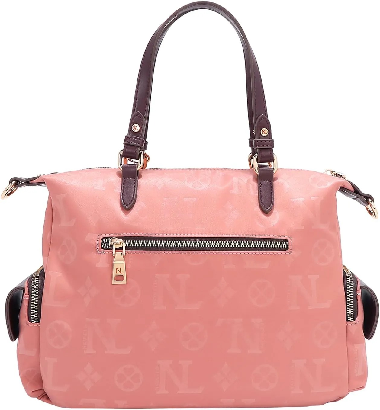 Nicole Lee Satchel Handbag, Polyester with Vegan Leather Trim, Dual Handles