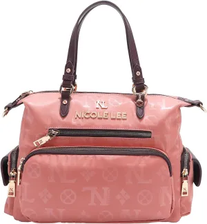 Nicole Lee Satchel Handbag, Polyester with Vegan Leather Trim, Dual Handles