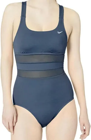 Nike Women's Standard Mesh Solid Edge V-Back One Piece Swimsuit