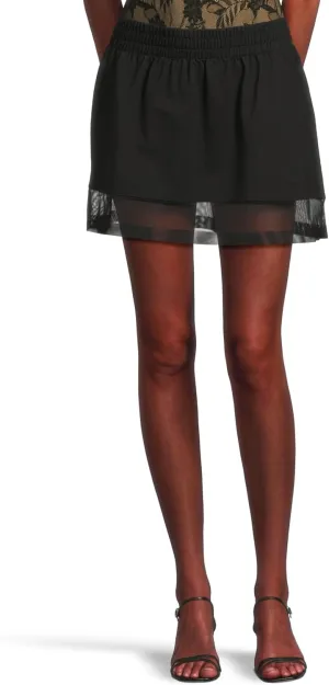 Norma Kamali Women's Boyfriend Mini Skirt with Mesh