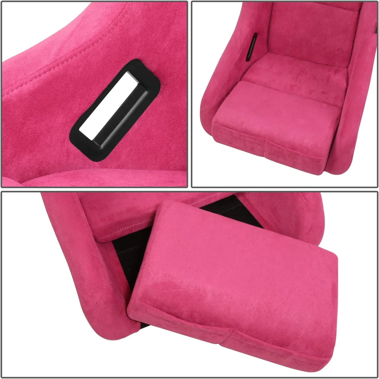 NRG Innovations FRP-303FH-PRISMA Prisma Fixed Back Bucket Racing Seat with Bottom Mount Bracket,Fushia/Mix Sparkled Paint Back