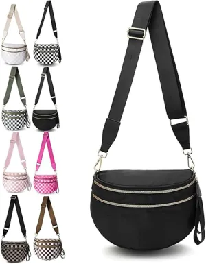 Nuvore Crossbody Bag, 2025 New Nuvore Crossbody Comfort Bag, Checkered Crossbody Bum Bags for Women, With Shoulder Strap
