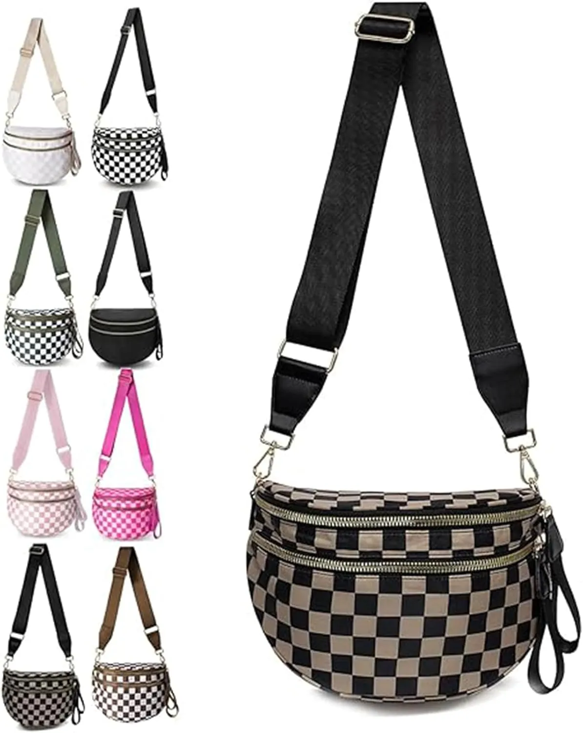 Nuvore Crossbody Bag, 2025 New Nuvore Crossbody Comfort Bag, Checkered Crossbody Bum Bags for Women, With Shoulder Strap